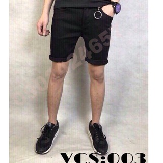 Quần short jean nam đen trơn cao cấp 003