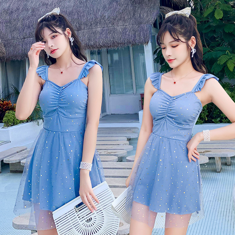 One-Piece Swimsuit Korean Style Covering Flesh Skinny Girl Soaking Hot Spring Boxer Skirt Swimsuit Casual Beach Wear | BigBuy360 - bigbuy360.vn