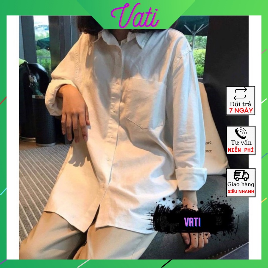 Áo sơ Mi Trắng, Đen Trơn Ulzzang unisex Vati