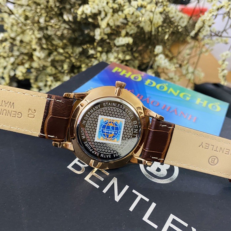 Đồng hồ nam dây da mặt kính chống xước BL1864 BL1864-10 Bentley BL1864-10MRDD