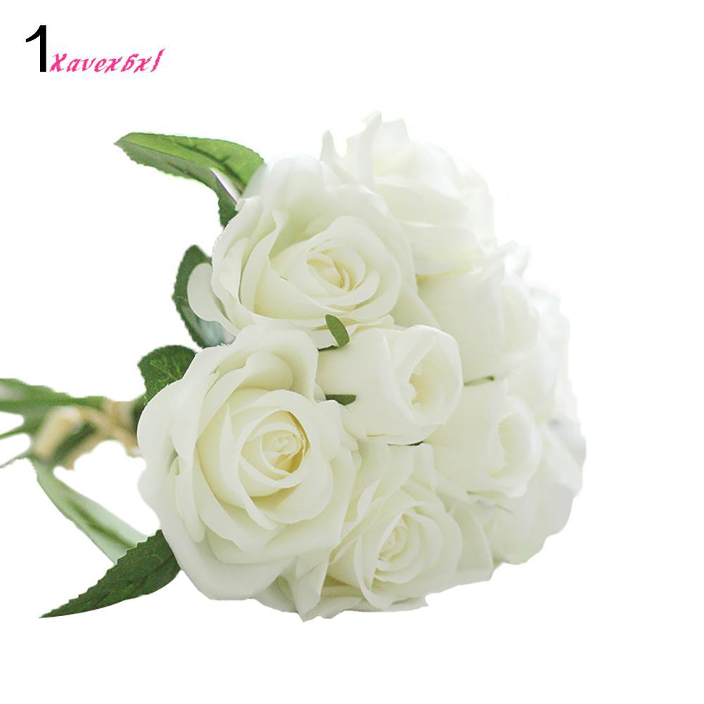 1 Bó 9 Bông Hoa Hồng Giả Trang Trí Tiệc Cưới