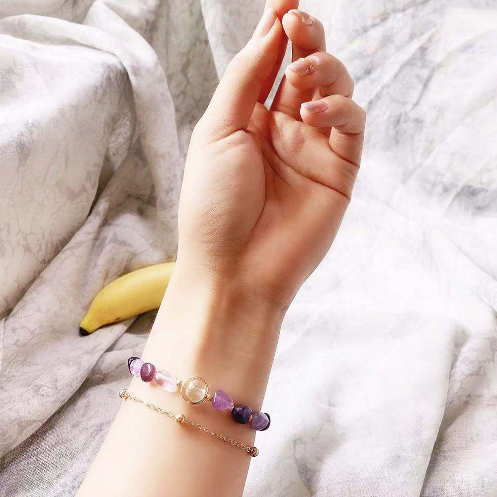 Vòng Tay Hạt Đá Prehnite Bằng Thép Không Gỉ Phong Cách Hàn Quốc Cho Nữ