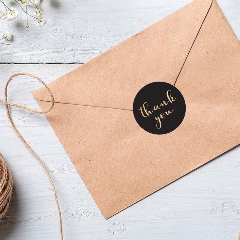 Set 500 Miếng Dán Tròn In Chữ Thank You Dùng Để Trang Trí Thiệp Cưới