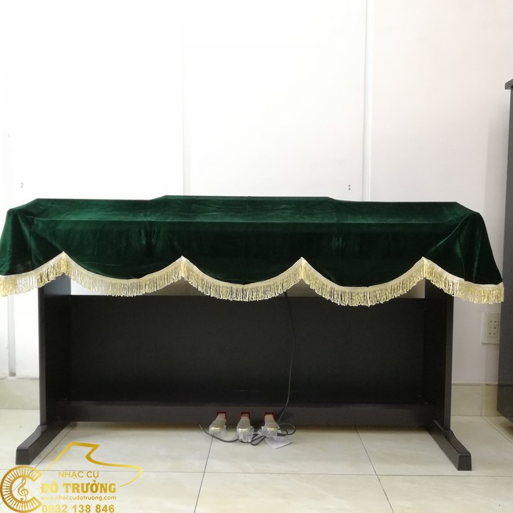 Khăn phủ đàn Piano điện nhung xanh rêu