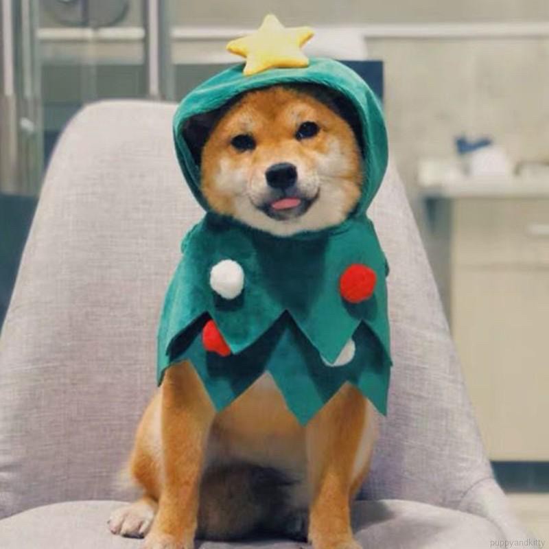 Áo Choàng Hình Cây Thông Noel Giáng Sinh Cho Thú Cưng