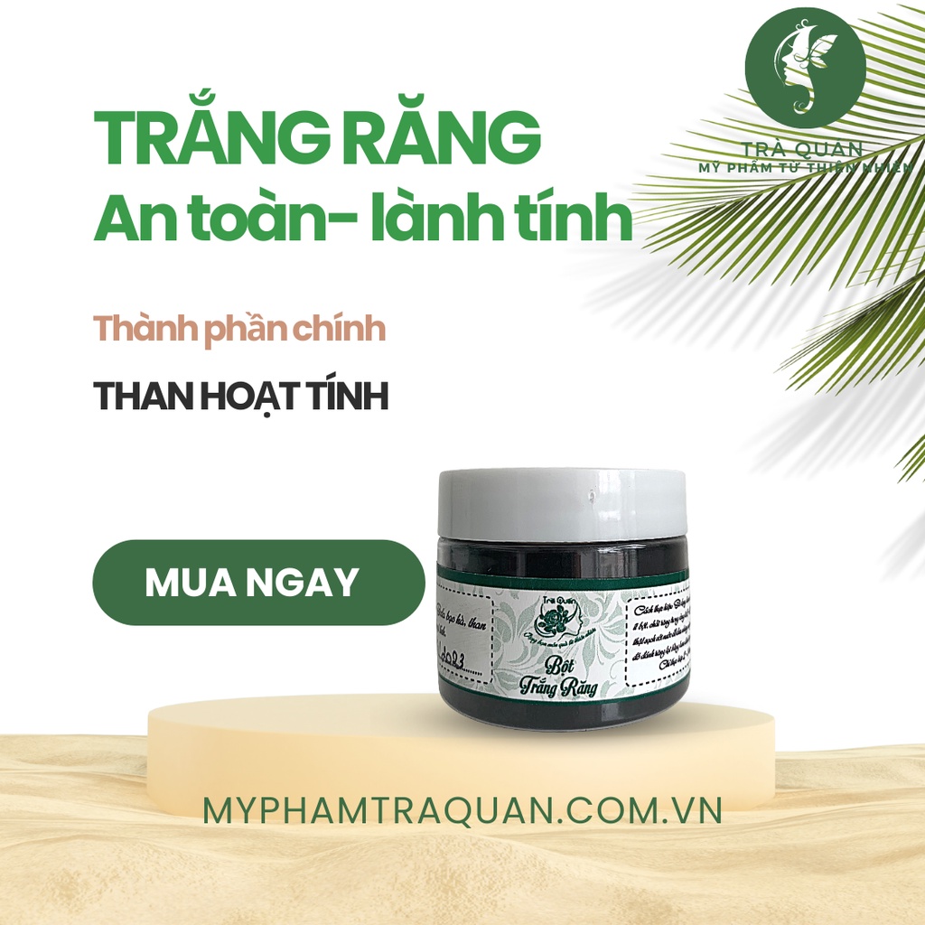 Bột Trắng Răng Than Hoạt Tính Hữu Cơ Giúp Làm Trắng Răng Sạch Mảng Bám Và Cao Răng Hiệu Quả Trà Quán 50g