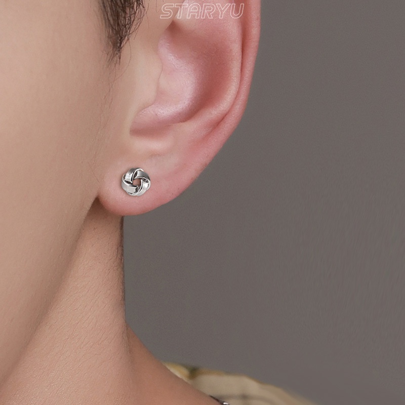 Bông Tai Mạ Bạc 925 Hình Lục Giác Xoắn Ốc Phù Hợp Cho 24 Tiếng