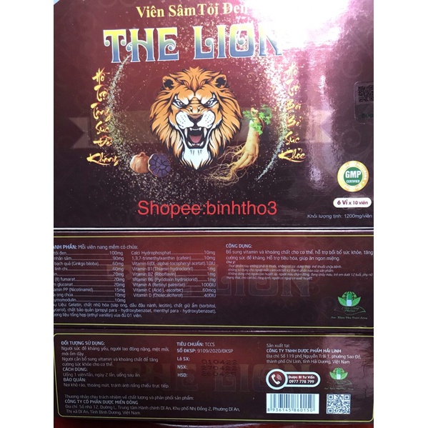viên sâm tăng lực tỏi đen the lion (Bổ sung vitamin và khoáng chất, bồi bổ sức khỏe, Hỗ trợ tiêu hóa,tăng cường đề kháng