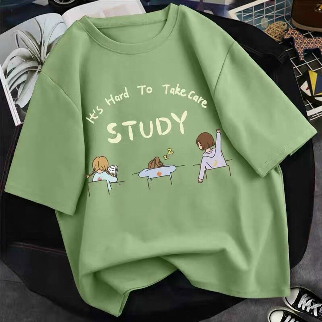 Áo phông form rộng tay lỡ unisex - Áo thun in chữ Study - Sỉ áo thun số lượng lớn