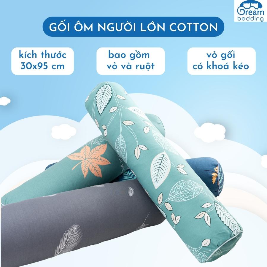 Gối ôm cotton 100% có khóa kéo tiện lợi gồm cả vỏ và ruột riêng size 95cm Dream Bedding