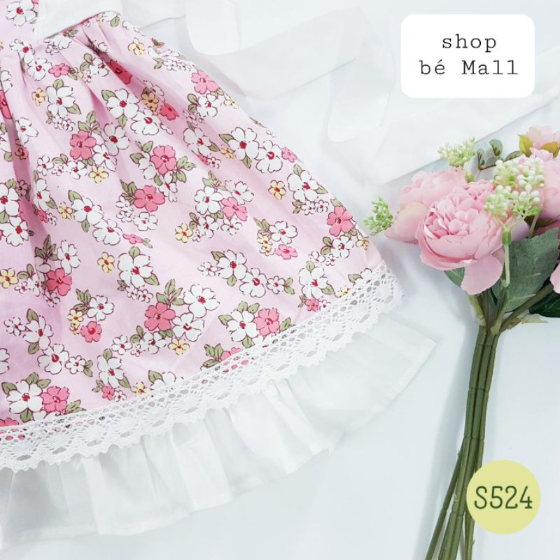 Váy công chúa Sofia Oliriver kids hoa nền hồng