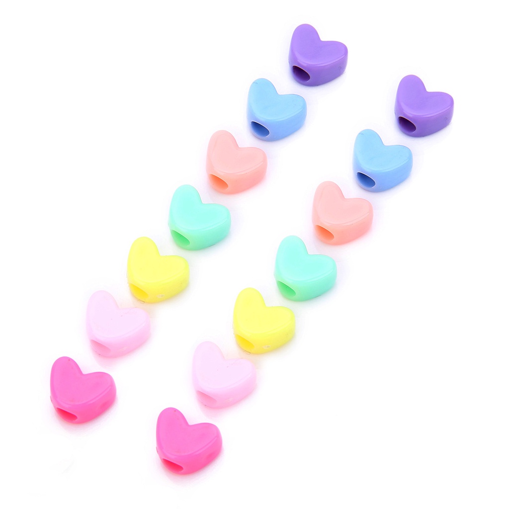 100pcs Acrylic Big Hole Beads Heart Shape For Diy Accessories