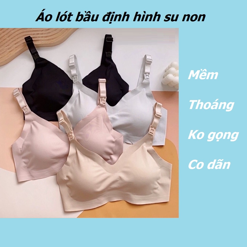 Áo lót bầu bra không gọng, mẹ mặc sau sinh thoải mái, vải su non mềm mịn, đủ size cho mẹ bầu