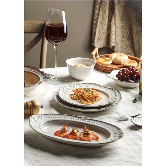 Set bát đĩa lẻ Rose phong cách vintage cổ điển