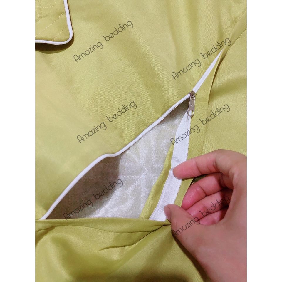 1 đôi Vỏ  gối cotton poly trần bông size 45-65cm thêu hoa.