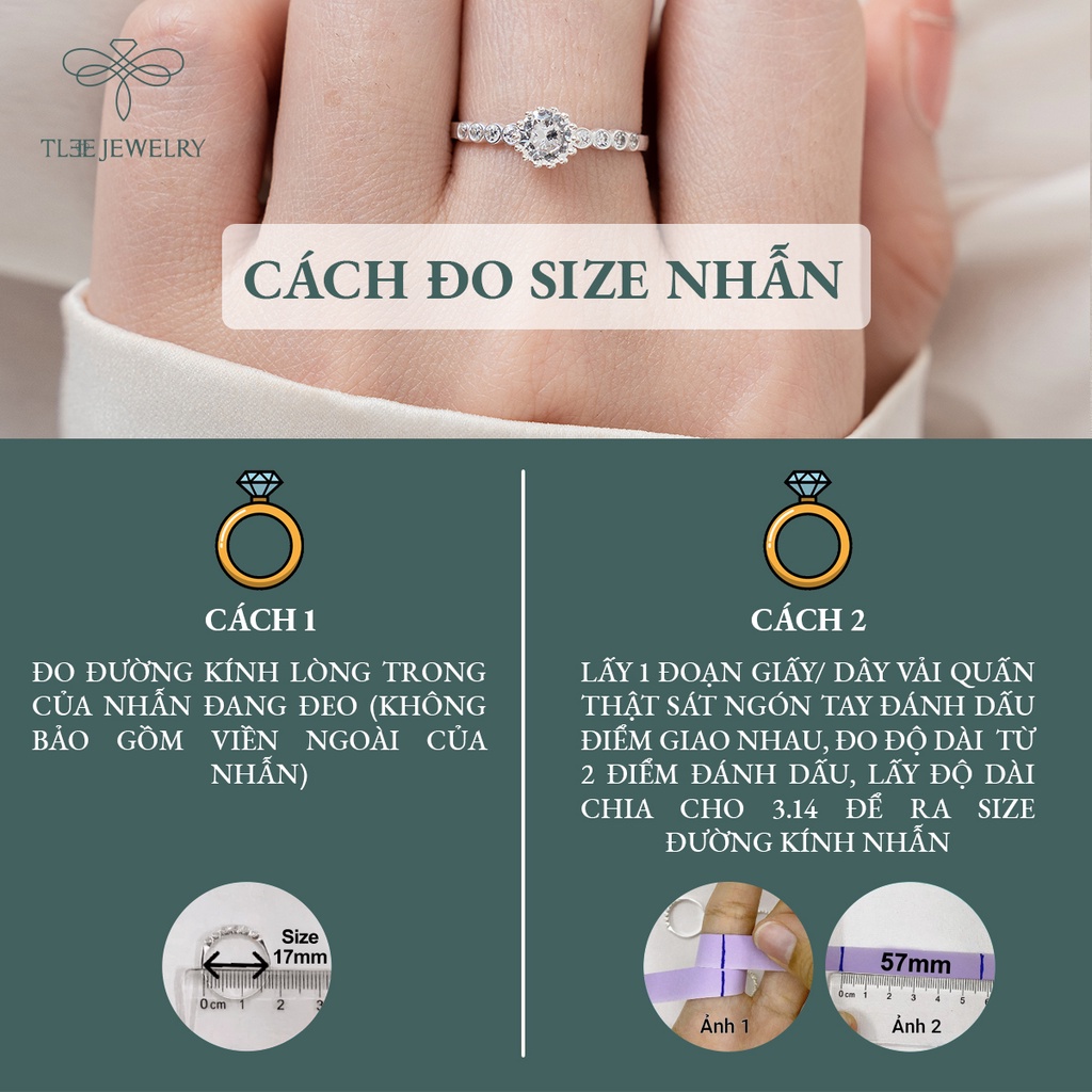 Nhẫn bạc nữ TLEE ổ 5li phối viền đá tròn nhỏ sang trọng NCJ A0194