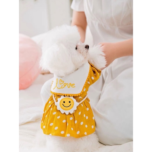 váy đầm tiểu thư chấm bi cho chó mèo