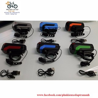 Đèn pha cảm ứng kèm còi xe đạp sạc USB