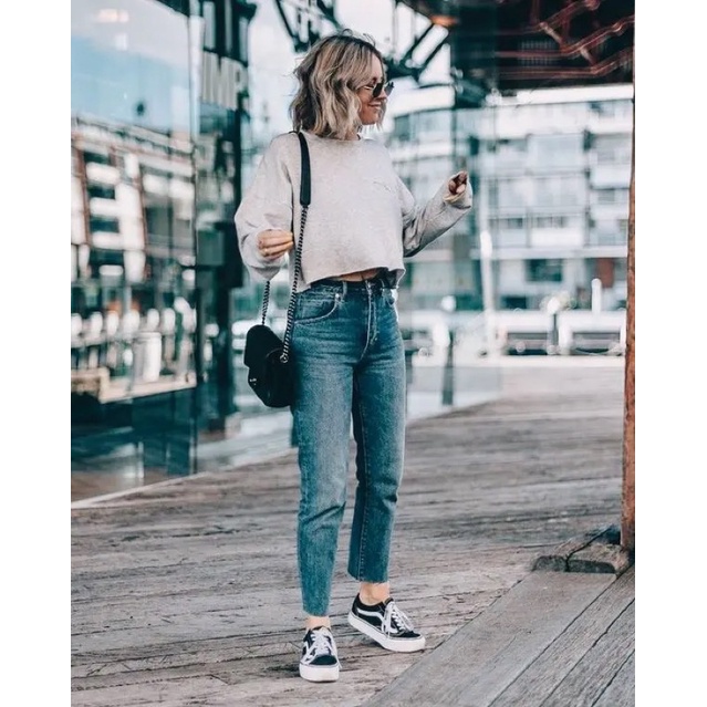 Áo crop sweatshirt f21 lửng tay dài vnxk nỉ mỏng vnxk