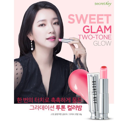 Son dưỡng môi 2 màu Secret Key Sweet Glam Two Tone Glow 3.8g #Fresh Coral _ Son Dưỡng Có Màu _ Secret Key Chính Hãng