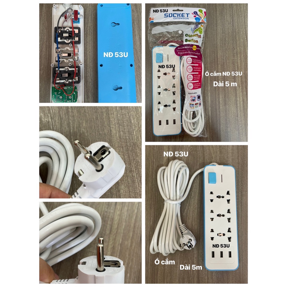 Ổ Cắm Điện Thông Minh Đa Năng USB CAO CẤP DÂY LỚN DÀI 5 MÉT