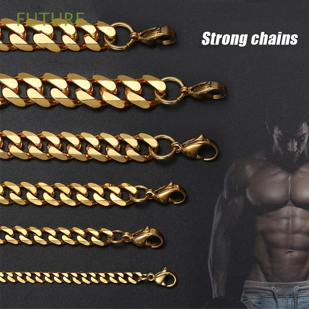 Vòng cổ bằng thép không gỉ mạ vàng phong cách punk cá tính cho nam và nữ