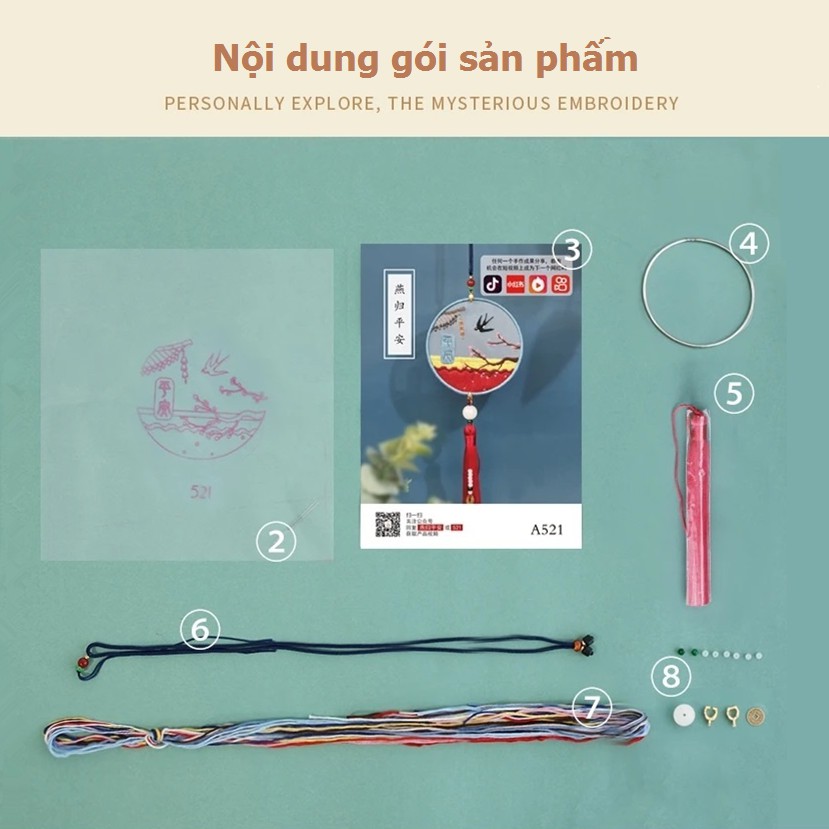 Sản phẩm mới Đồ trang sức quạt gấp hai mặt thêu/Gói vật liệu thêu tay