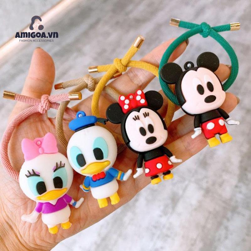 Dây Cột Tóc Co Giãn Hình Chuột Mickey Dễ Thương Cho Bé