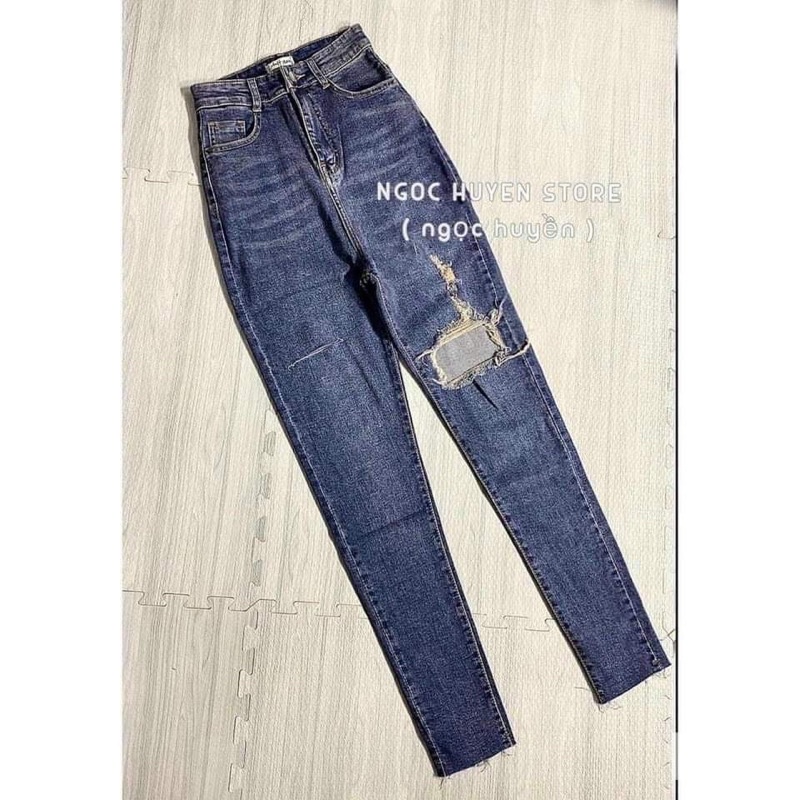Quần bò ôm rách vuông TC6