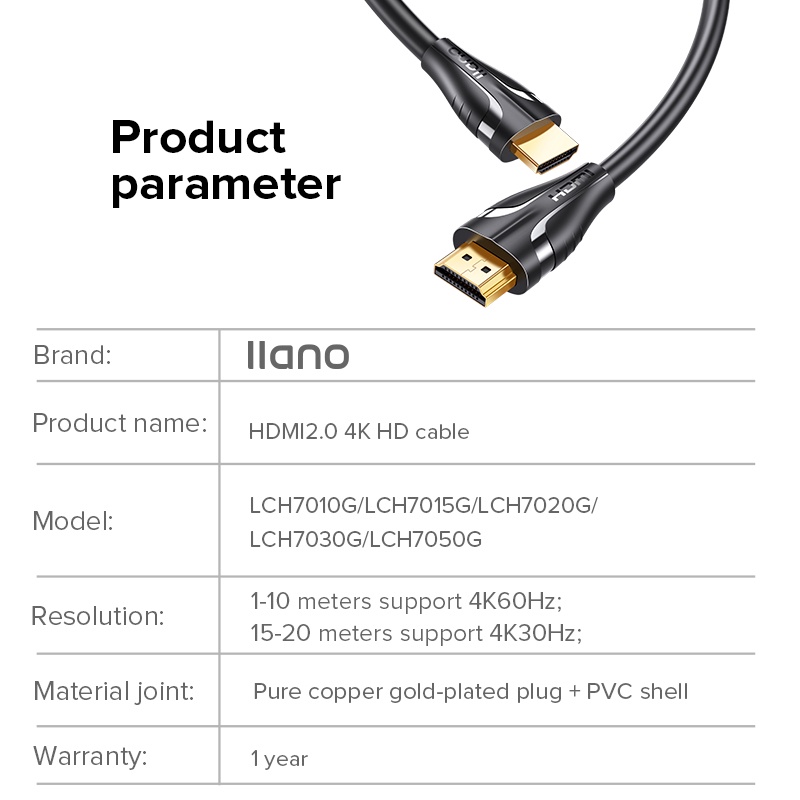 Llano Dây cáp truyền dữ liệu hdmi 2.0 4k/60hz hd 3d hdmi1080p tốc độ cao cho ps5/switch tvbox laptop
