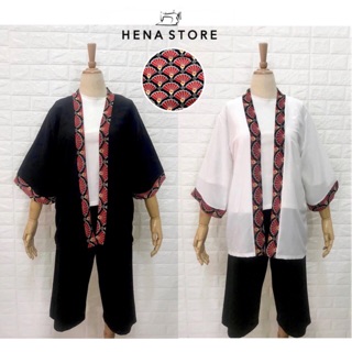 Áo Kimono Mix Hoạ Tiết Japan Trắng-Đen