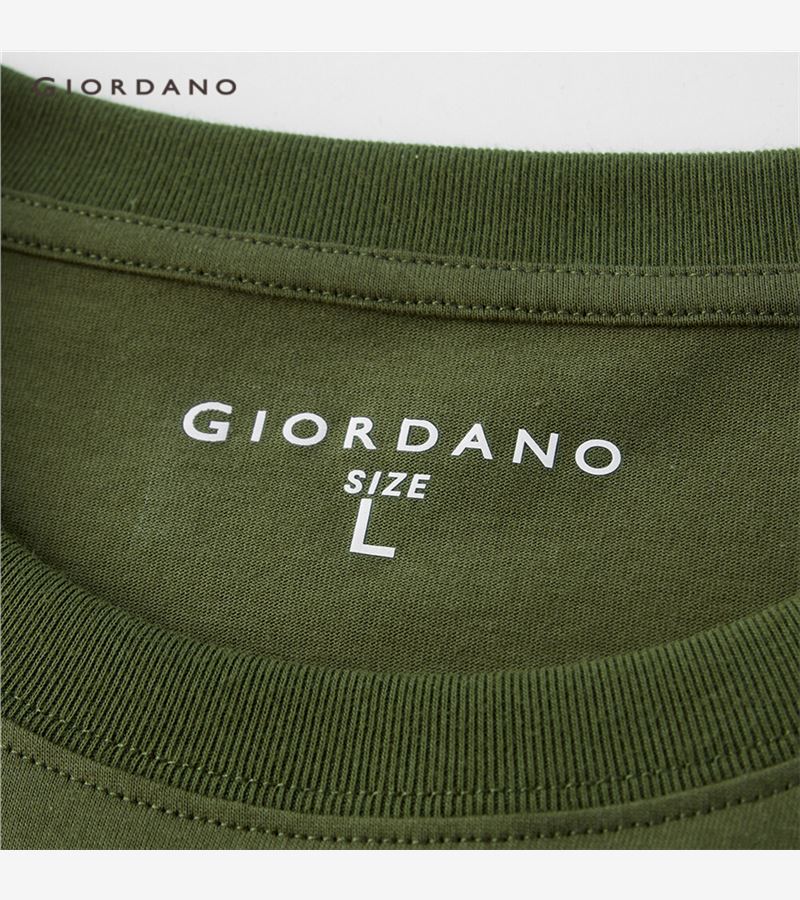 Áo thun GIORDANO 13021013 tay ngắn màu trơn cổ tròn thời trang cho nam