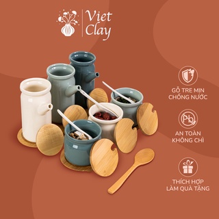  Set Lọ Đựng Gia Vị Có Thìa | Bộ Hũ Đựng Gia Vị Bằng Sứ Kèm Muỗng | Chai Đựng Dầu Ăn Có Vòi  Đồ Đựng Gia Vị Nhà Bếp  