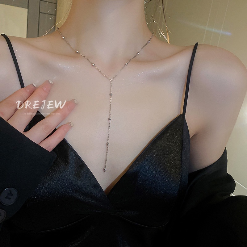 DREJEW Dây Chuyền Mạ Vàng Đính Hạt Tua Rua Phong Cách Âu Mỹ Sang Trọng