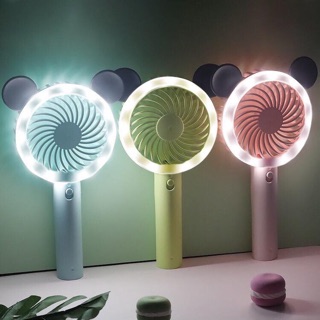Quạt Mini cầm tay tai gấu - có đèn led