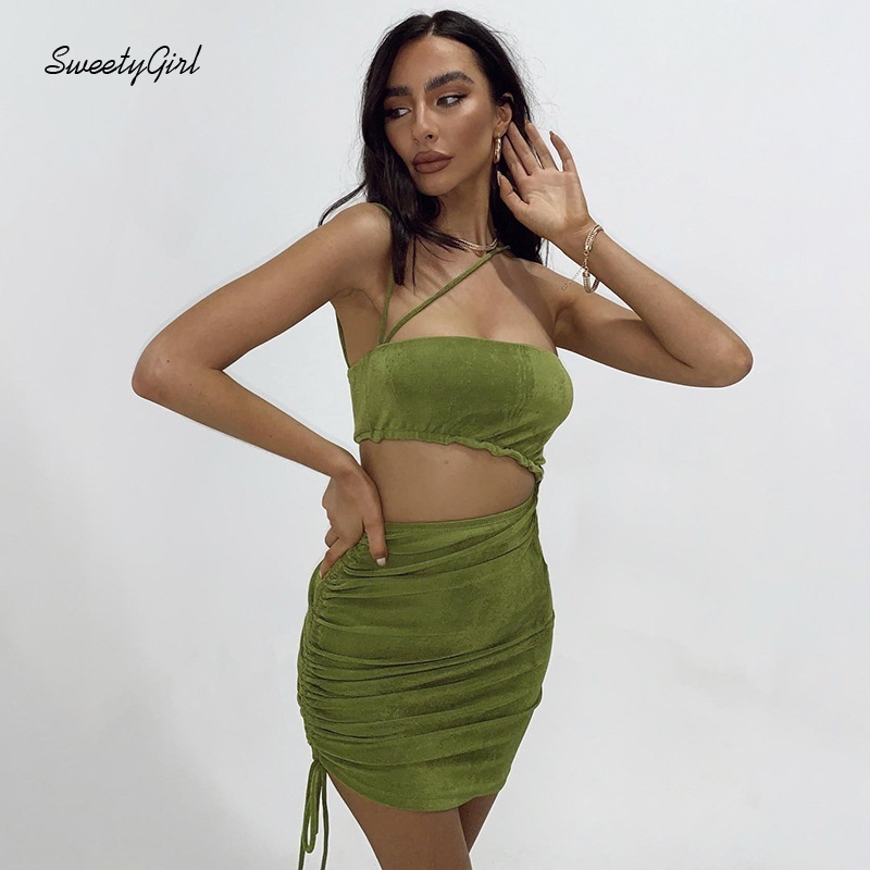 Đầm Trễ Vai Màu Trơn Thiết Kế Đục Lỗ Thời Trang Cho Nữ