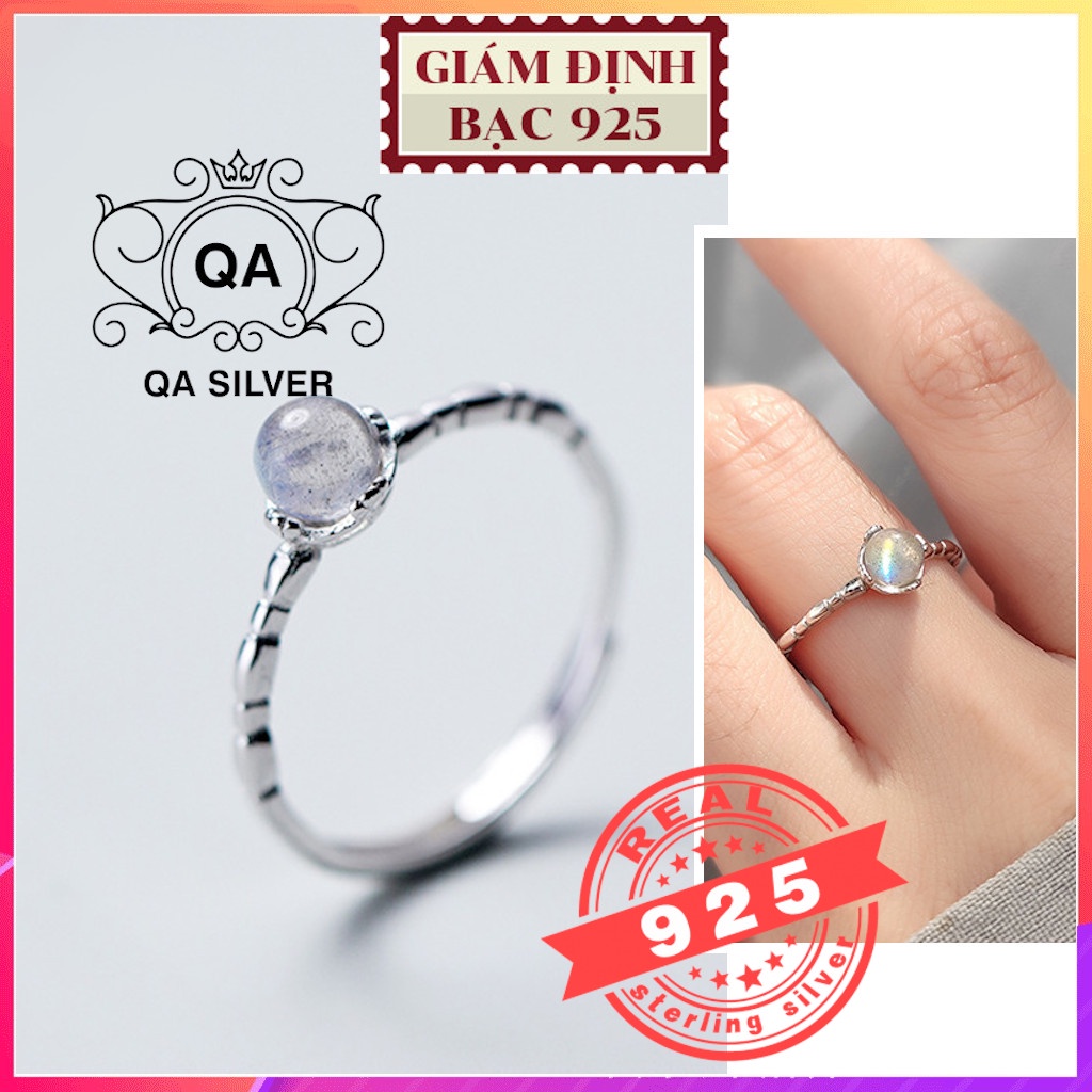 Nhẫn bạc nữ mặt đá rãnh trượt S925 MOONSTONE Silver Ring QA SILVER RI190502