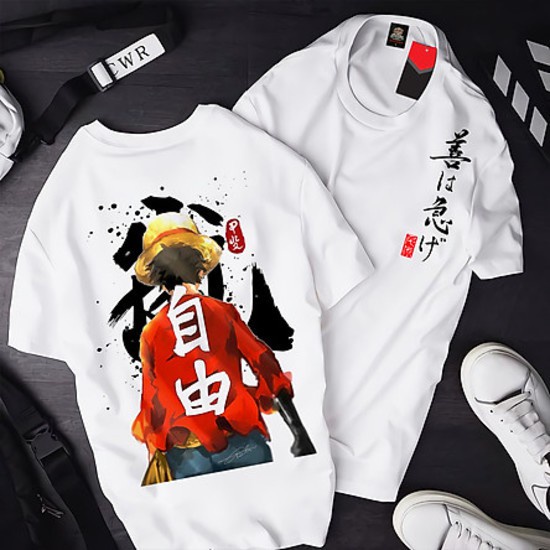 BST Áo phông unisex nam nữ  in hình one piece - luffy - ace zoro ngầu hết nấc