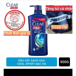 DẦU GỘI SẠCH GÀU CLEAR MEN COOL SPORT BẠC HÀ 900g tặng túi cá nhân