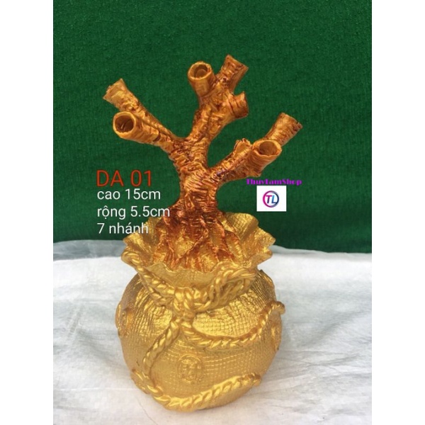 Gốc cây túi tiền đế đúc 15 nhánh làm cây cành vàng lá ngọc