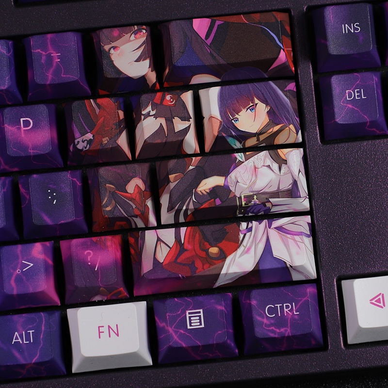Raiden Mei  theme keycaps  Honkai Impact 3 PBT Dye-Thăng hoa Bàn phím cơ học Keycaps Hai chiều Royal Sister Cá nhân hóa Keycaps Cherry hồ sơ 108 Phím