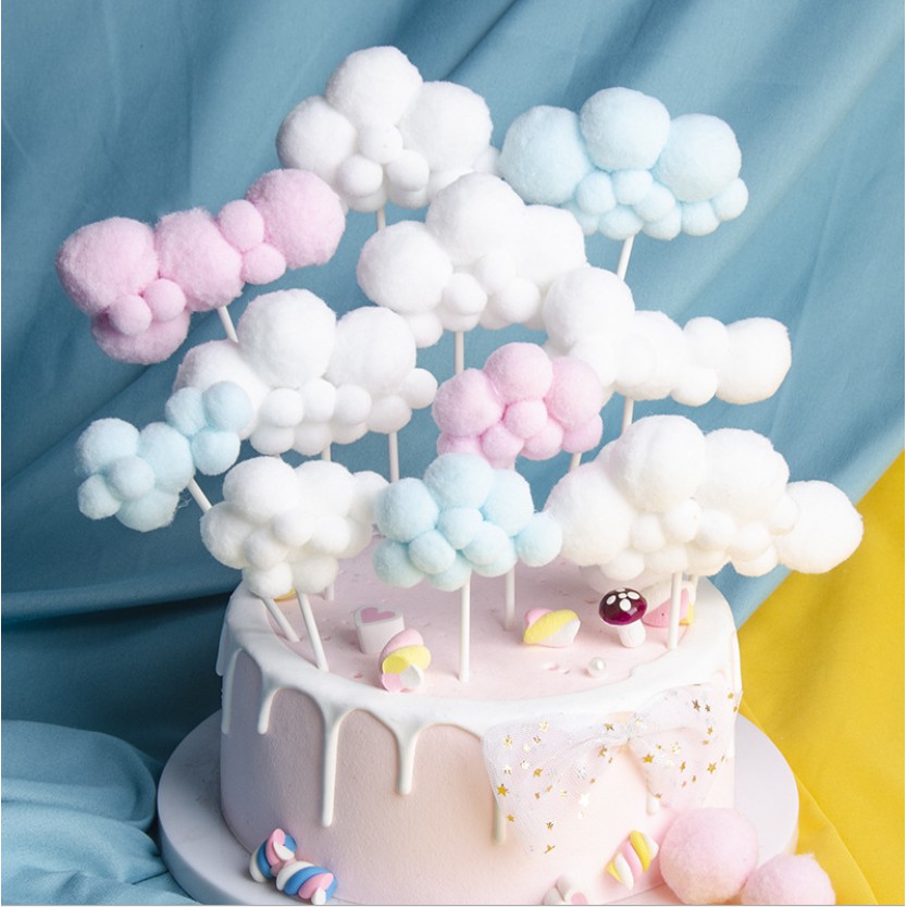 Que cắm mây bông trang trí bánh sinh nhật, que bông trang trí bánh kem