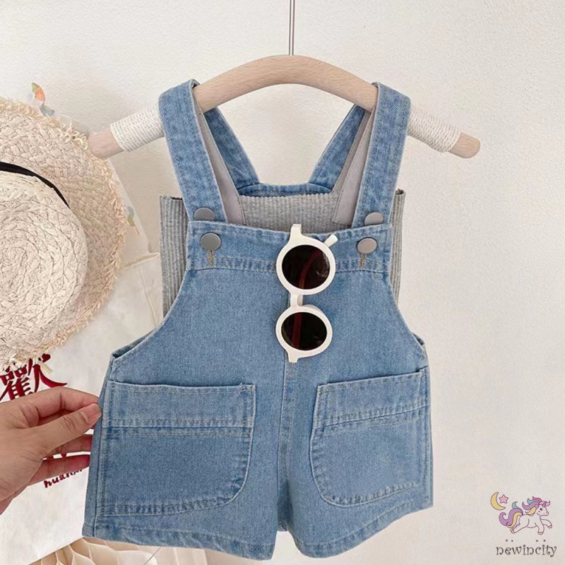 Quần Yếm Jean Phối Túi Lớn Kiểu Hàn Quốc Dễ Thương Cho Bé Gái