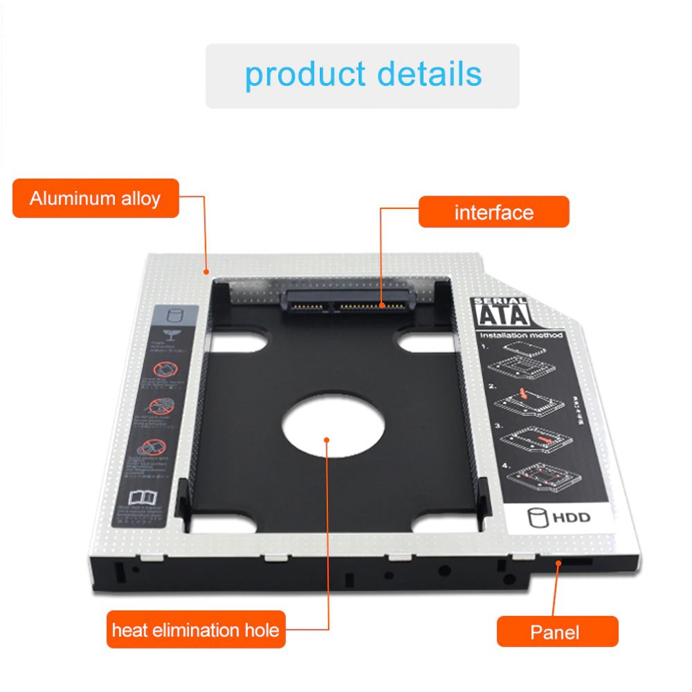 Caddy Bay HDD SSD SATA III 12.7mm-Khay ổ cứng thay thế ổ DVD-NEW - HP DIGI TECH