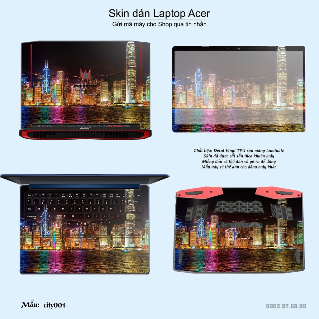 Skin dán Laptop Acer in hình thành phố (inbox mã máy cho Shop)