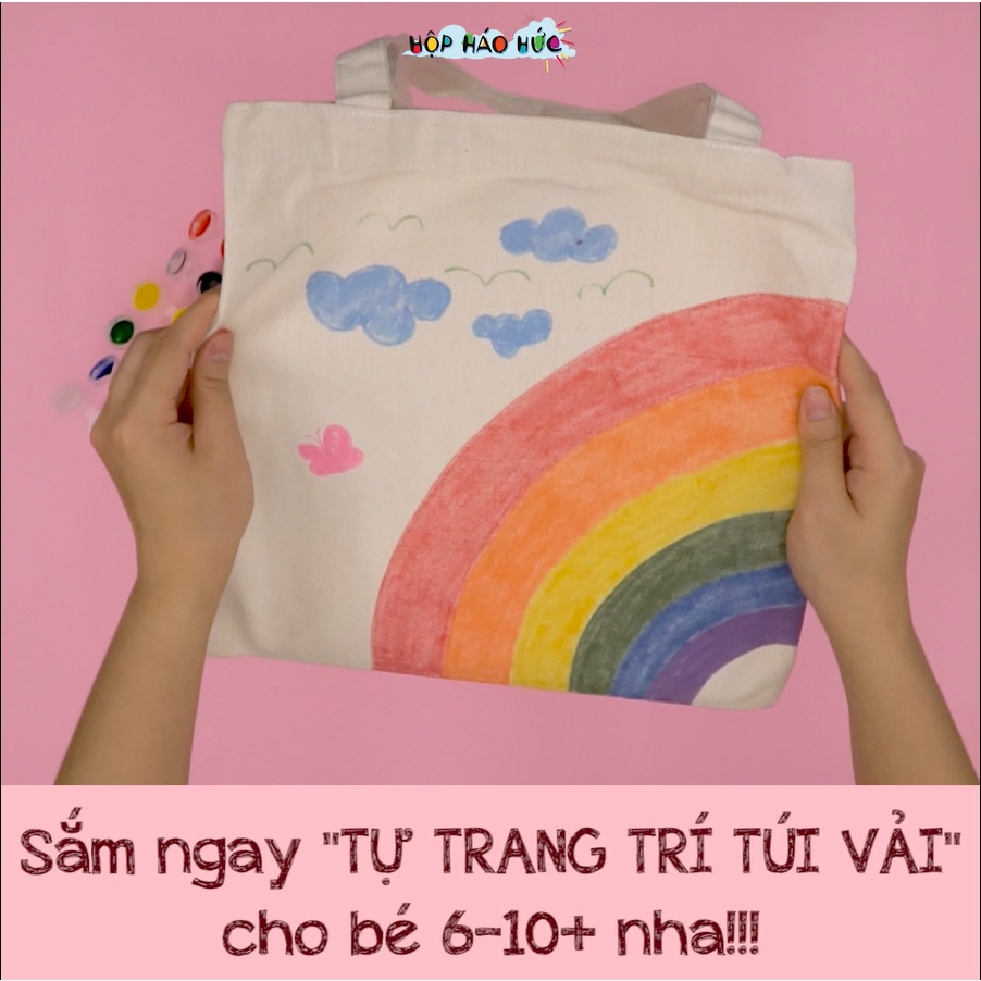 Đồ chơi Tự Trang Trí Túi Vải cho bé 6-10 tuổi Hộp Háo Hức-Cùng con sáng tạo chiếc túi độc đáo