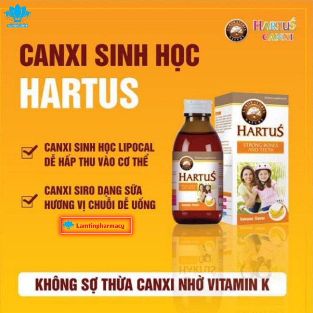 Canxi cho bé Hartus, thêm D3 và Vitamin K2, siro Hatus cho trẻ 4, 6 tháng 1 tuổi tăng chiều cao ( tặng quà chất )