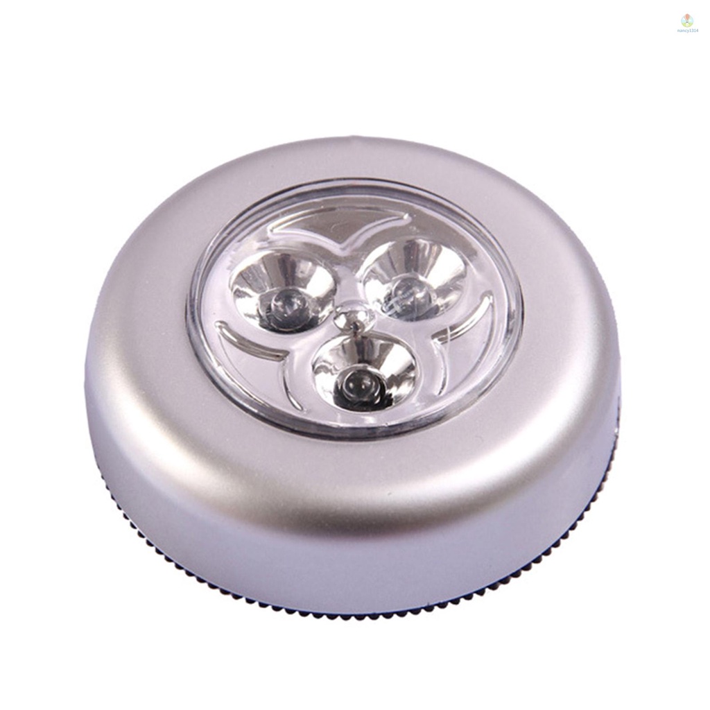 Nacyvn Đèn LED Tròn Mini Cảm Ứng Ánh Sáng Ban Đêm Tích Hợp 3 Đèn Cho Thùng Xe Tải/Cabinet/Cloakr