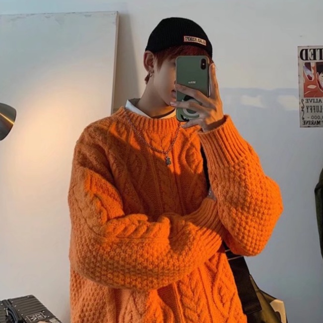 Áo Sweater Tay Dài Dáng Rộng Màu Trơn Thời Trang Hàn Quốc Dành Cho Nam áo len nữ form rộng áo len nữ kiểu hàn quốc
