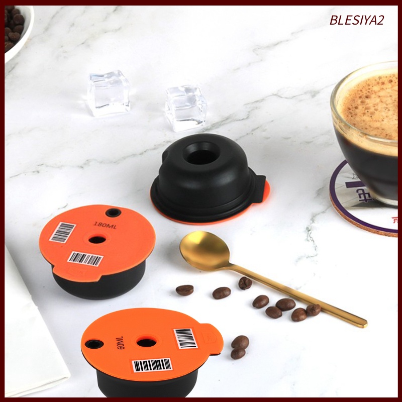 [BLESIYA2]2 Pack Refillable Reusable Coffee Capsule Pods Fit for Bosch Tassimo 180ml